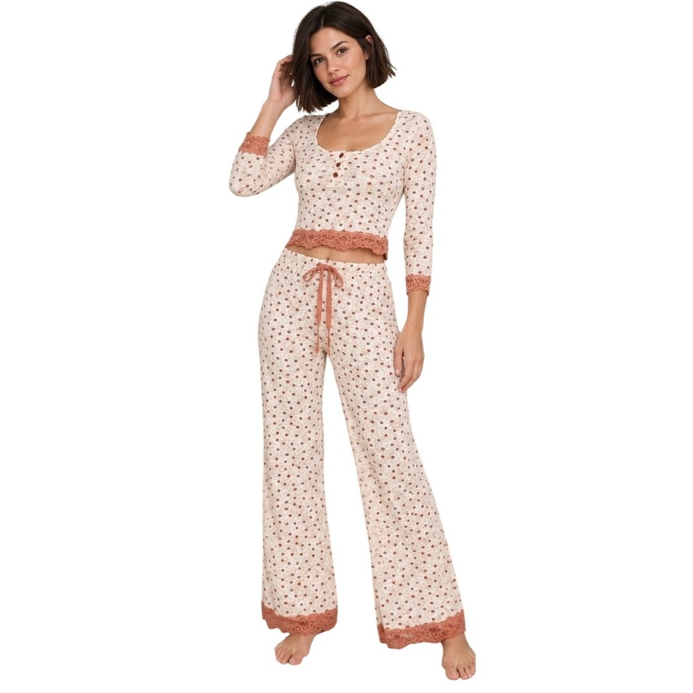 Intimately Free People Stolen Dance Sleep Set Floral Lace Pajamas Set Size S